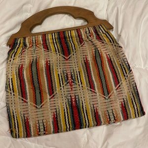 Adorable Vintage Wooden Handled Purse